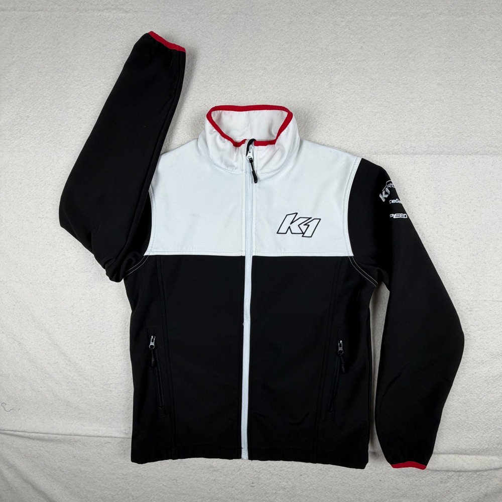 K1 Speed Racing Softshell Jacket Mens Small Black White Full Zip Soulkal Logo